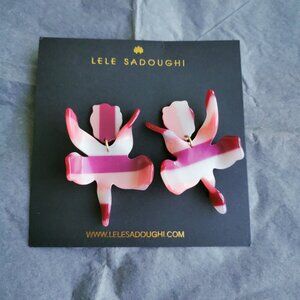 Lele Sadoughi Small Paper Lily Burgundy Stripe Earrings fashion